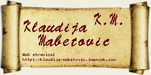 Klaudija Mabetović vizit kartica